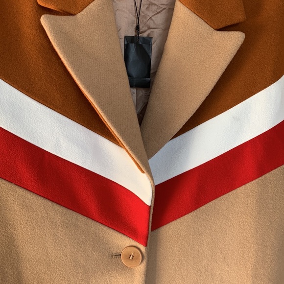 🔥Maje  Gorel Contrast-panel Wool And Cashmere-blend Coat size 36 or 4-6 US👍 - Picture 10 of 10